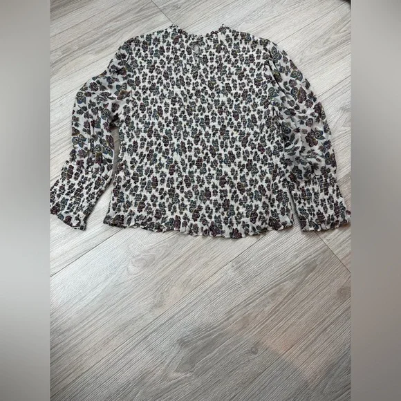 Veronica Beard Kali Floral Print Smocked Top Blouse Size 4